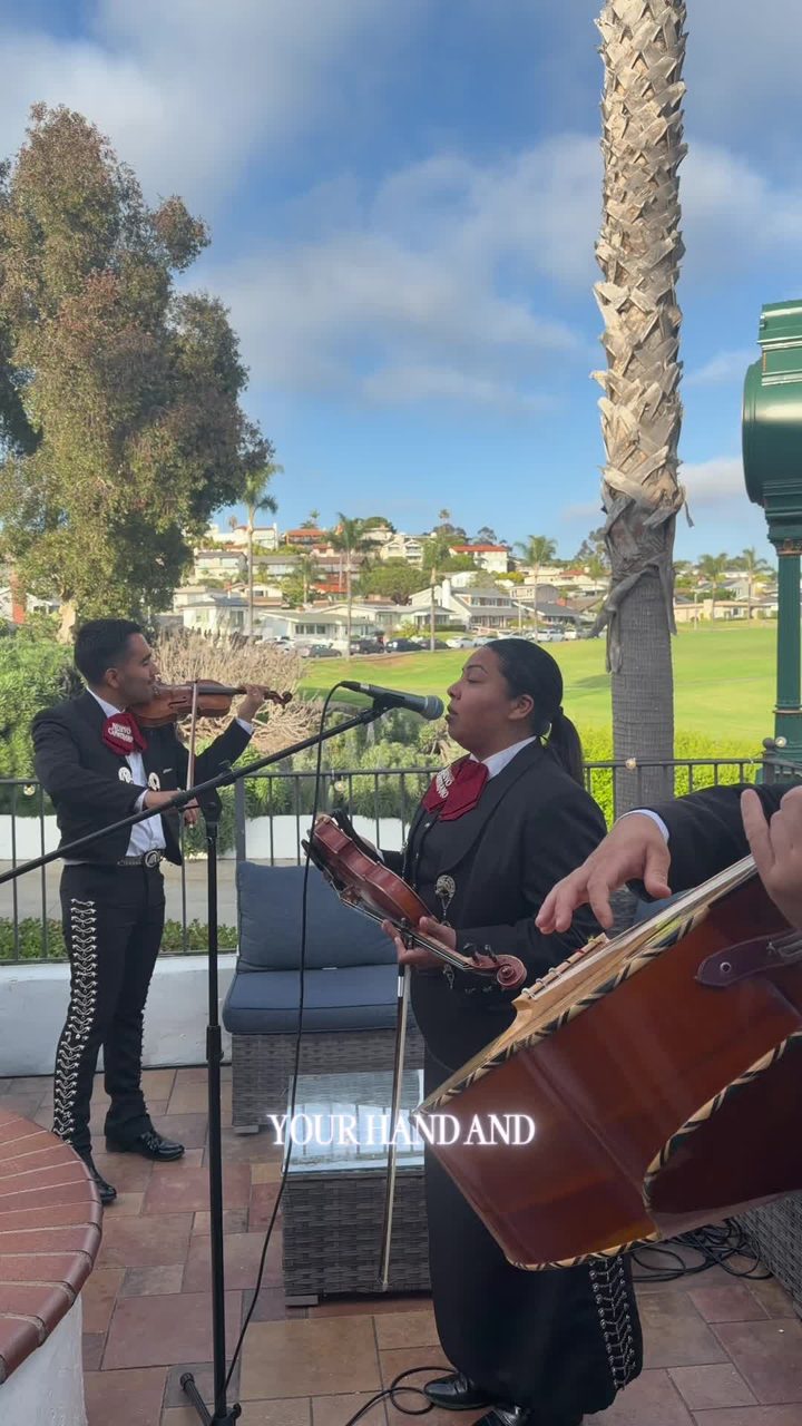 Violin and vocals during an outdoor wedding performance overlooking the coast